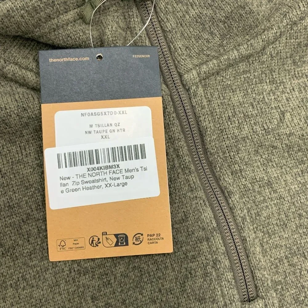 Men’s The North Face Tsillan 1/4 Zip Taupe Green XXL